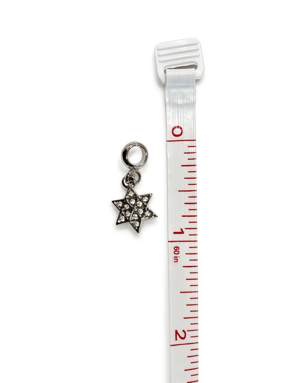 Silver Star Rhinestone Dangle Charm Pandora Compatible - Picture 3 of 4